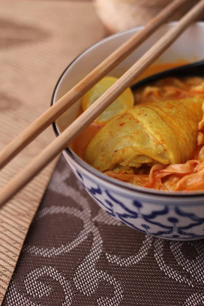Thai Food Northern Style Curry Noodle Soup Quello Che Chiamiamo — Foto Stock