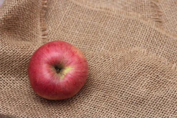 Apple Fruit Contains Vitamin Beneficial Body Put Sackcloth — Stock Photo, Image