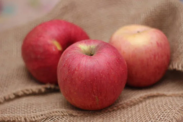Apple Fruit Contains Vitamin Beneficial Body Put Sackcloth — Foto Stock