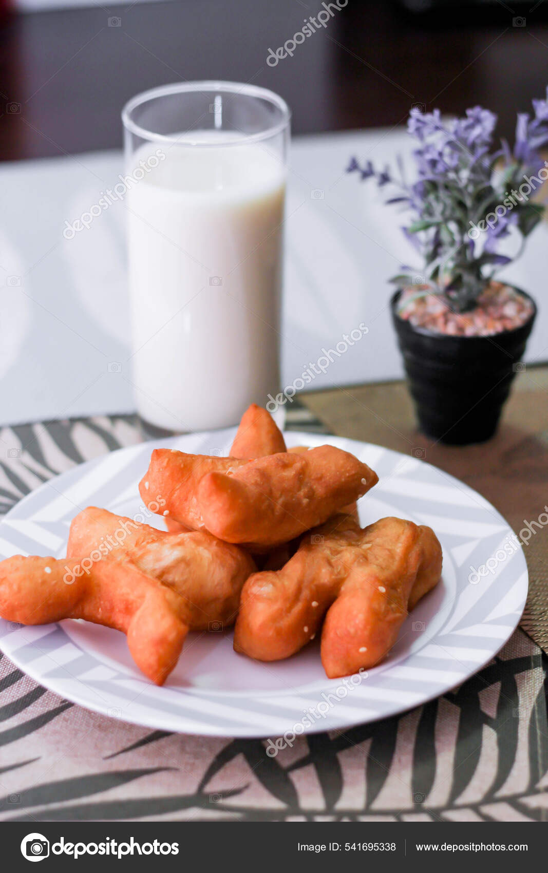 Soy Milk Chinese Bread Thai Food Morning Local Famous Street Stock Photo by ©birchphotographer