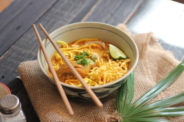 Khao Soi Recipe Khao Soi Khao Soi Kai Thai Noodles — Stok Foto