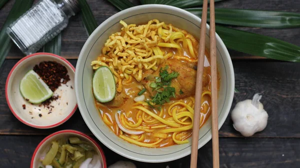Khao Soi Recipe Khao Soi Khao Soi Kai Thai Noodles — стокове фото