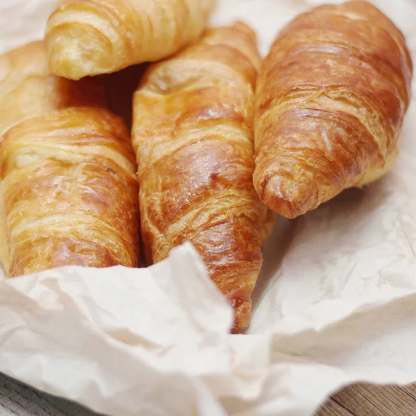 Delicious Fresh Croissants Arranged Plate — Stock Photo, Image