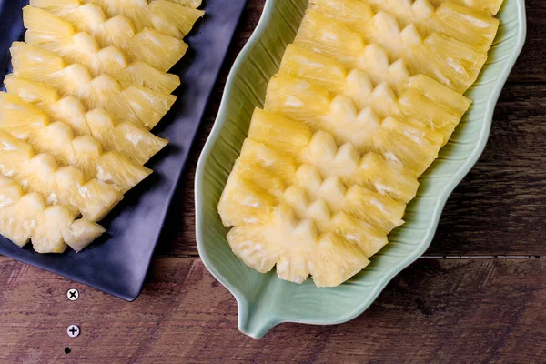 Ananasscheiben Asiatischen Stil Auf Dem Holzgrund Asien — Stockfoto