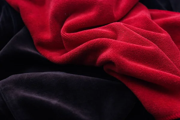 Κόκκινο Και Crimson Υφάσματος Φόντο Υφή Στο Πάτωμα — Φωτογραφία Αρχείου
