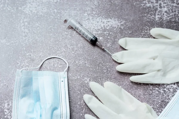 Medizinische Abfälle Aus Impfungen Medizinischen Handschuhen Spritzen Masken — Stockfoto