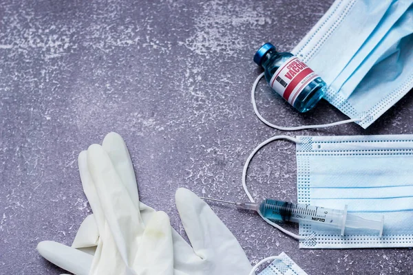 Medizinische Abfälle Aus Impfungen Medizinischen Handschuhen Spritzen Masken — Stockfoto