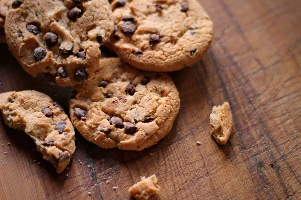 Delicious Chocolate Cookies Placed Wooden Table — стоковое фото