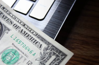 Dizüstü bilgisayarı ve faresi olan bir dolar.