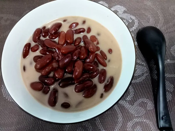 Thai Food Thai Desserts Boiled Red Beans Coconut Milk Popular — Zdjęcie stockowe