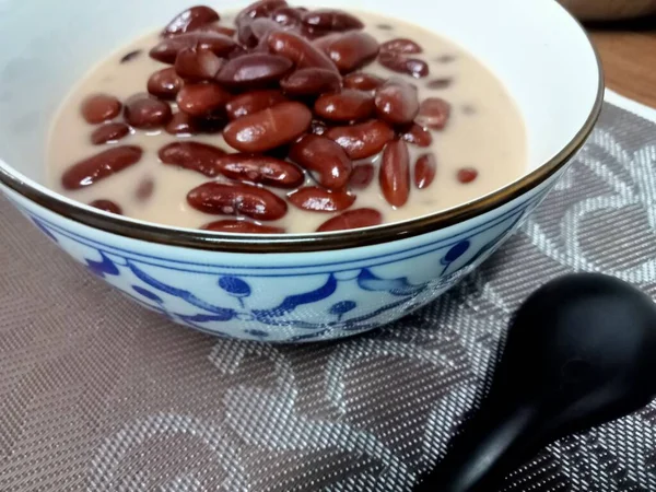 Thai Food Thai Desserts Boiled Red Beans Coconut Milk Popular — Zdjęcie stockowe