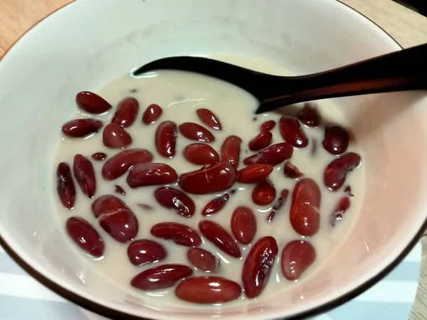 Thai Food Thai Desserts Boiled Red Beans Coconut Milk Popular — Zdjęcie stockowe