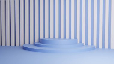 Minimum arkaplan, ürün gösterimi için podyum, soyut mavi kompozisyon podyumu, 3d görüntüleme, modern renk, minimalist tasarım.