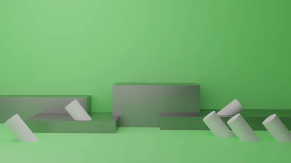 Minimal Background Mock Podium Product Display Geometric Shapes Podium Green — Zdjęcie stockowe