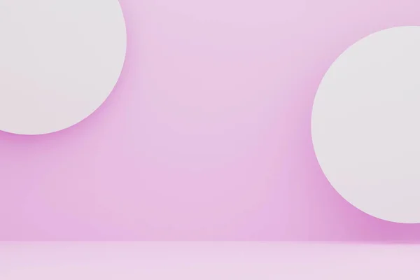 Pink Backdrop Geometric Shapes Circle Pastel Color Render Illustration — Zdjęcie stockowe