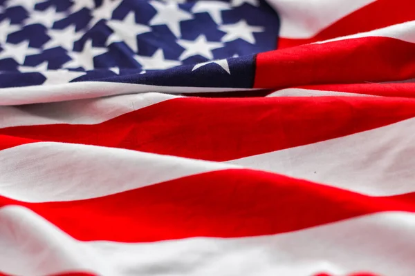 American Flag Placed Black Wooden Table American Independence Day — Stock fotografie