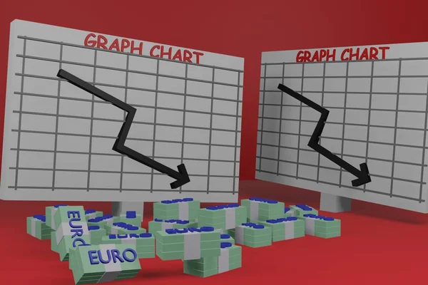 Euro Crises Falling Euro Falling Illustration Modern Color Minimalist Design — Stock Photo, Image