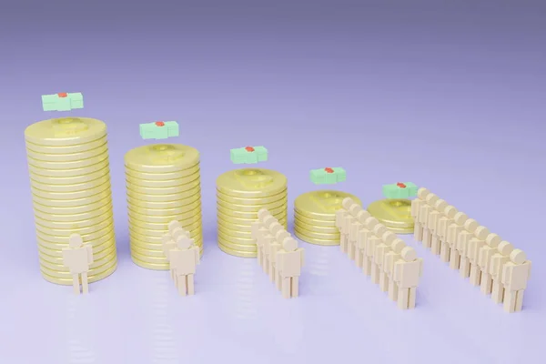 cartoon people walking Enter the crypto market, stack of bitcoins, crypto and dollar, pastel colors, cartoon style, 3D rendering.