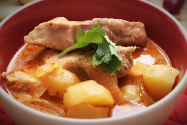 Hot traditional Thai beef massaman curry, thai cuisine