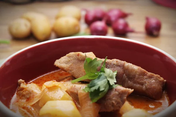 Hot traditional Thai beef massaman curry, thai cuisine