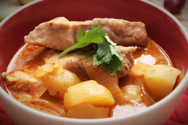Hot traditional Thai beef massaman curry, thai cuisine