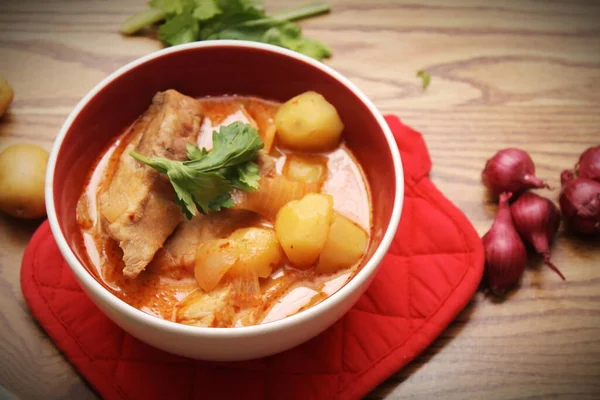 Hot traditional Thai beef massaman curry, thai cuisine