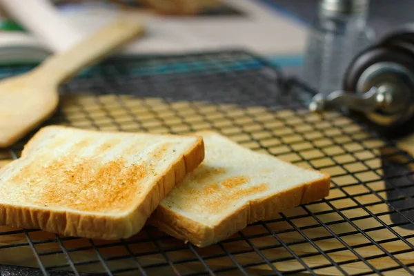 Freshly Made Toasts Laid Out Ready Serve Table — 图库照片