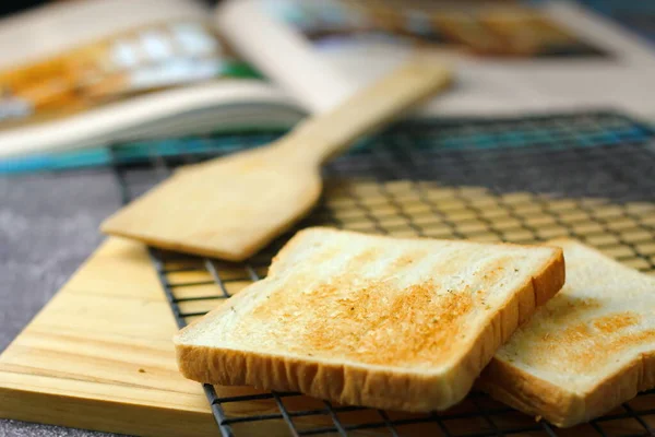 Freshly Made Toasts Laid Out Ready Serve Table — ストック写真