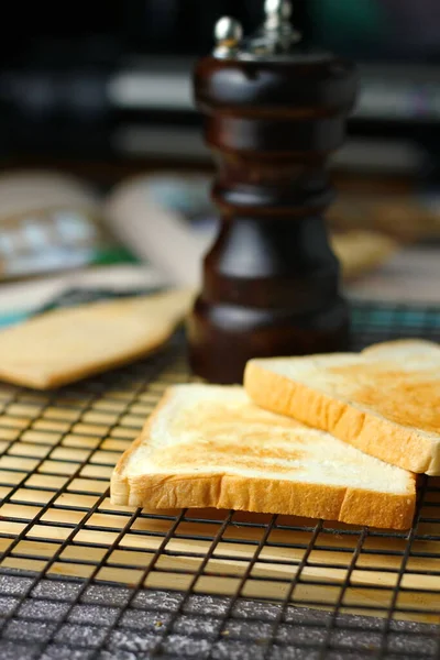 Freshly Made Toasts Laid Out Ready Serve Table — Stockfoto