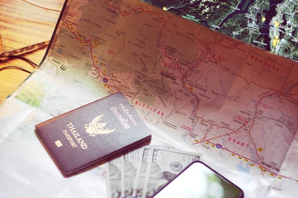 Ουάσινγκτον Ηπα Σεπτεμβρίου 2022 Ταξιδιωτικός Σχεδιασμός Ταξιδιωτικός Χάρτης Χάρτης Διαβατήριο — Φωτογραφία Αρχείου