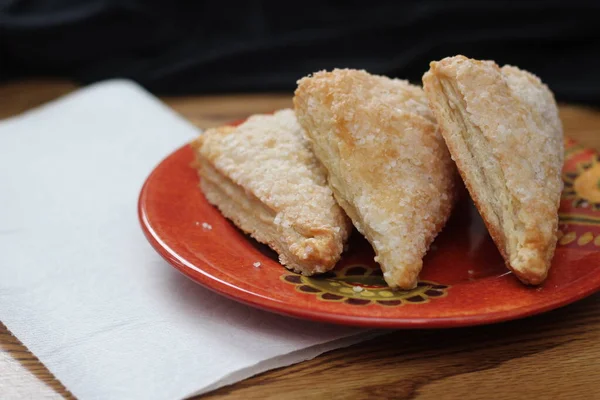 Turnovers Apple Apple Pie Served Orange Plate Turnovers Apple Popular — Stock Photo, Image