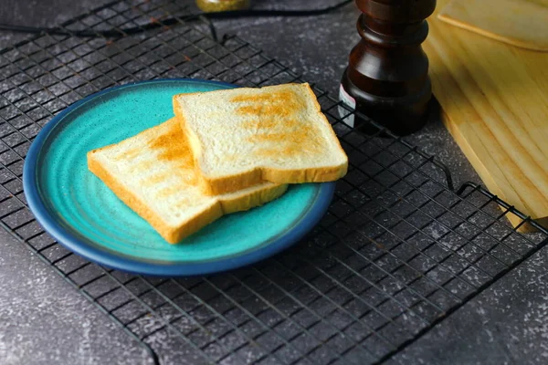 Freshly Made Toasts Laid Out Ready Serve Table — Fotografia de Stock