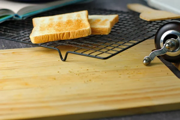 Freshly Made Toasts Laid Out Ready Serve Table — Fotografia de Stock