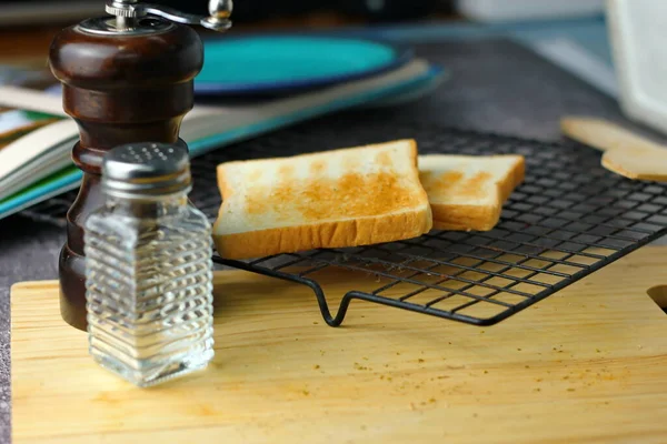 Freshly Made Toasts Laid Out Ready Serve Table — Foto Stock