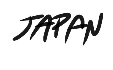 Beyaz arka planda el çizimi Japon siyah kalemi.
