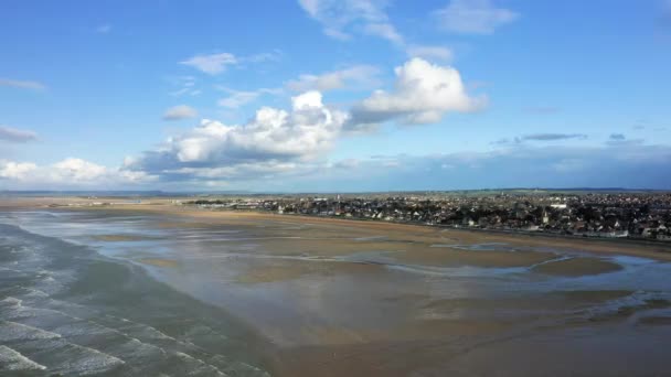 Пляж Маншем Пляже Меч Европе Франция Норфеи Сторону Кана Уистрехам — стоковое видео