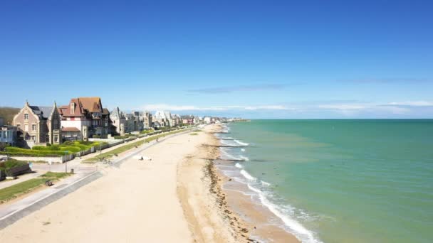 Приземляющийся Пляж Пляжа Мечом Европе Франции Нормандии Направлении Оуистрехама Льве — стоковое видео