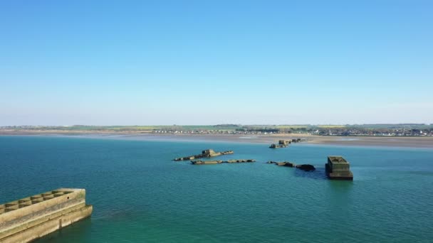 Port Artificiel Manche Europe France Normandie Vers Arromanches Asnelles Printemps — Video