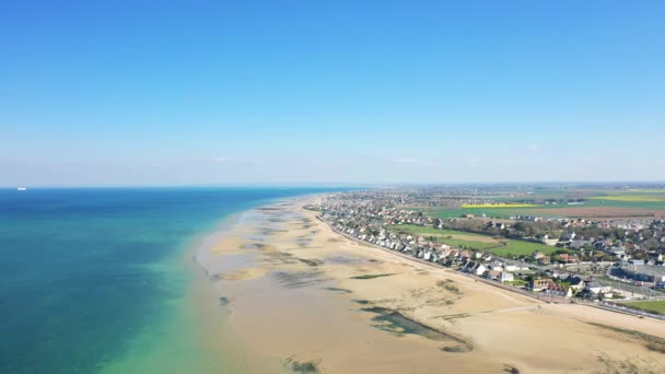 Avrupa Fransa Normandiya Nın Normandiya Kırsalındaki Juno Plajı Arromanches Doğru — Stok video