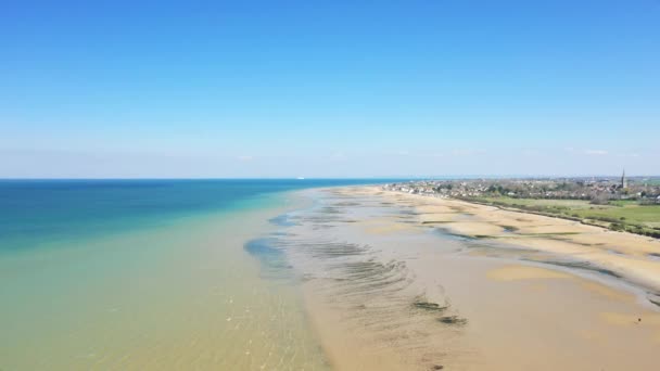 Das Kanalmeer Rande Des Strandes Juno Europa Frankreich Der Normandie — Stockvideo