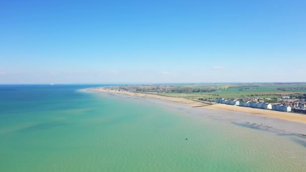 Channel Sea Front Fine Sand Beach Juno Beach Europe France — Stock video
