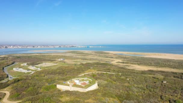 Reducto Merville Frente Bahía Del Orne Europa Francia Normandía Arromanches — Vídeo de stock