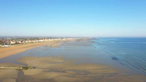 Море Маншем Пляже Меч Европе Франция Норильск Сторону Кана Лион — стоковое видео
