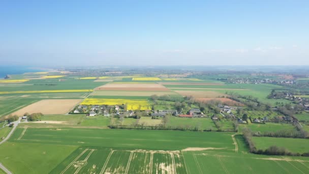 Campos Lino Junto Mar Del Canal Europa Francia Normandía Hacia — Vídeos de Stock