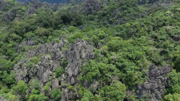 Karst Toppar Bergen Mitten Den Tropiska Djungeln Asien Laos Borikhamxay — Stockvideo