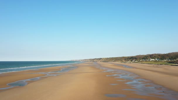 Praia Desembarque Omaha Europa França Normandia Direção Arromanches Colleville Primavera — Vídeo de Stock