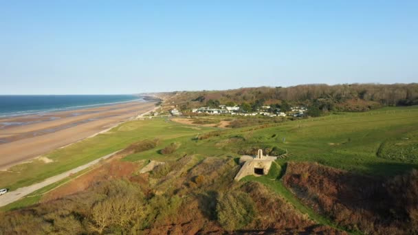 Wn62 Bunkern Ovanför Omaha Stranden Europa Frankrike Normandie Mot Arromanches — Stockvideo