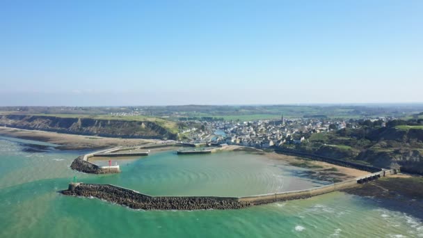 Port Bessin Otoczony Przez Normańskie Klify Europie Francji Normandii Kierunku — Wideo stockowe