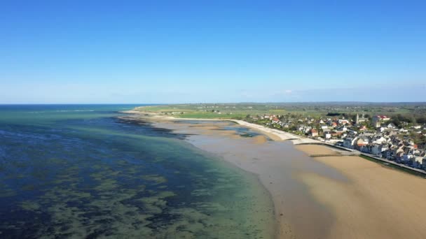 Playa Arena Del Grandcamp Maisy Europa Francia Normandía Hacia Playa — Vídeos de Stock