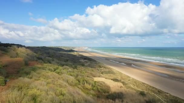 Bunkry Nad Plażą Omaha Europie Francji Normandii Kierunku Arromanches Colleville — Wideo stockowe